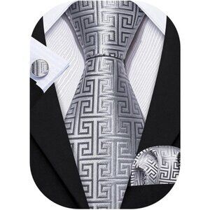 Classic Mens Ties Silk Necktie PocketSquare Cufflinks Set Woven Designer Wedding